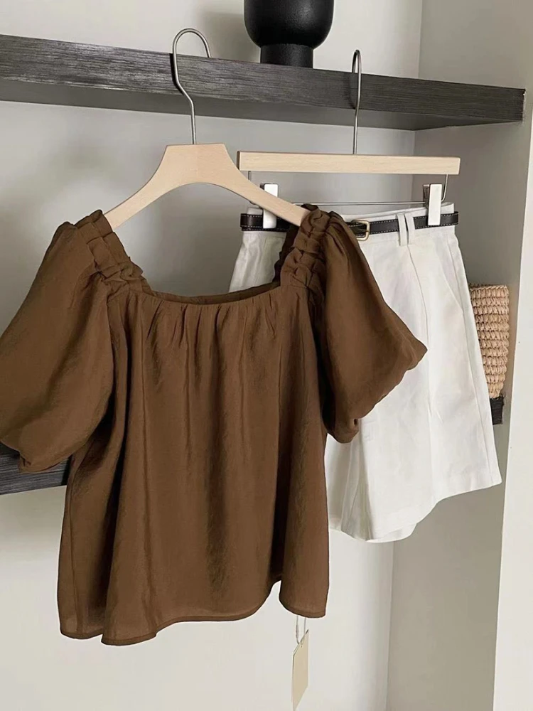 Square Collar Women Blouse Summer New Design 2022 Flare Sleeved Loose Solid Elegant Office Lady Pulls Top Quality
Square Collar Women Blouse Summer New Design 2022 Flare Sleeved Loose Solid Elegant Office Lady Pulls Top Quality