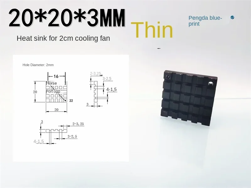 20 * 20 * 3MM high-quality aluminum fin heat sink 2CM cm fan graphics card chip IC special black 0.3CM thin
20 * 20 * 3MM high-quality aluminum fin heat sink 2CM cm fan graphics card chip IC special black 0.3CM thin