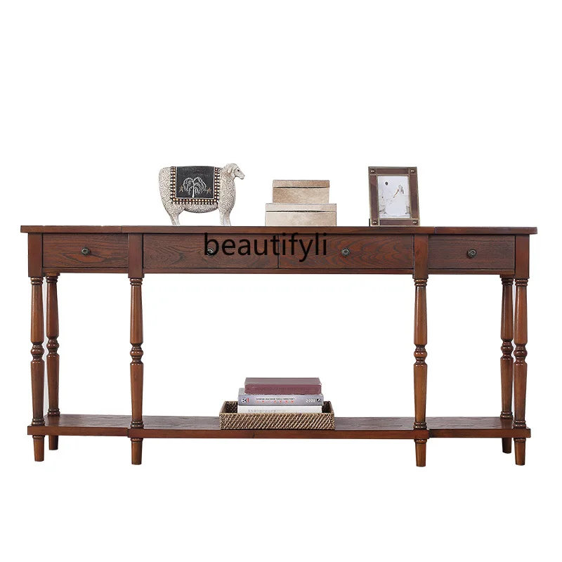 American-Style Console Living Room Aisle a Long Narrow Table Table Storage Cabinet Solid Wood European-Style Storage Rack
American-Style Console Living Room Aisle a Long Narrow Table Table Storage Cabinet Solid Wood European-Style Storage Rack
