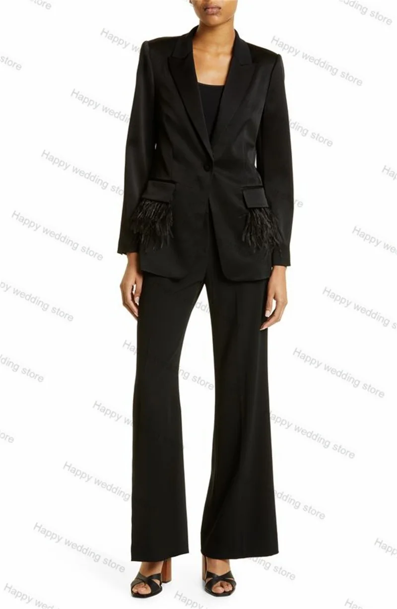 Ostrich Feather Cotton Women Suit Set 2 Pieces Blazer Wedding Tuxedos Formal Elegant Office Lady Black Jacket Coat Tailored Made
Ostrich Feather Cotton Women Suit Set 2 Pieces Blazer Wedding Tuxedos Formal Elegant Office Lady Black Jacket Coat Tailored Made