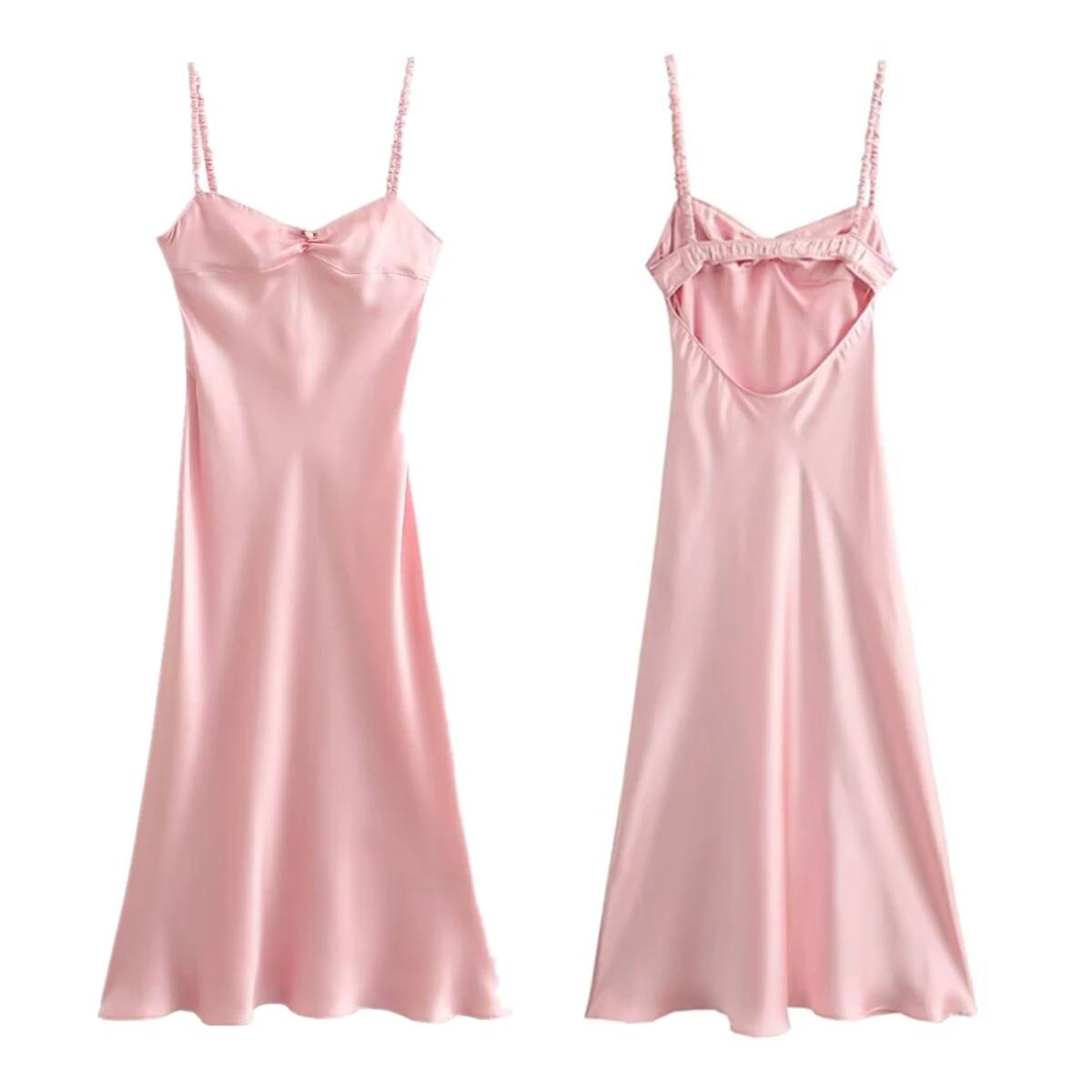 Withered French Minimalist Satin Dress Women Camisole Dress Pink Vacation Sexy Summer
Withered French Minimalist Satin Dress Women Camisole Dress Pink Vacation Sexy Summer