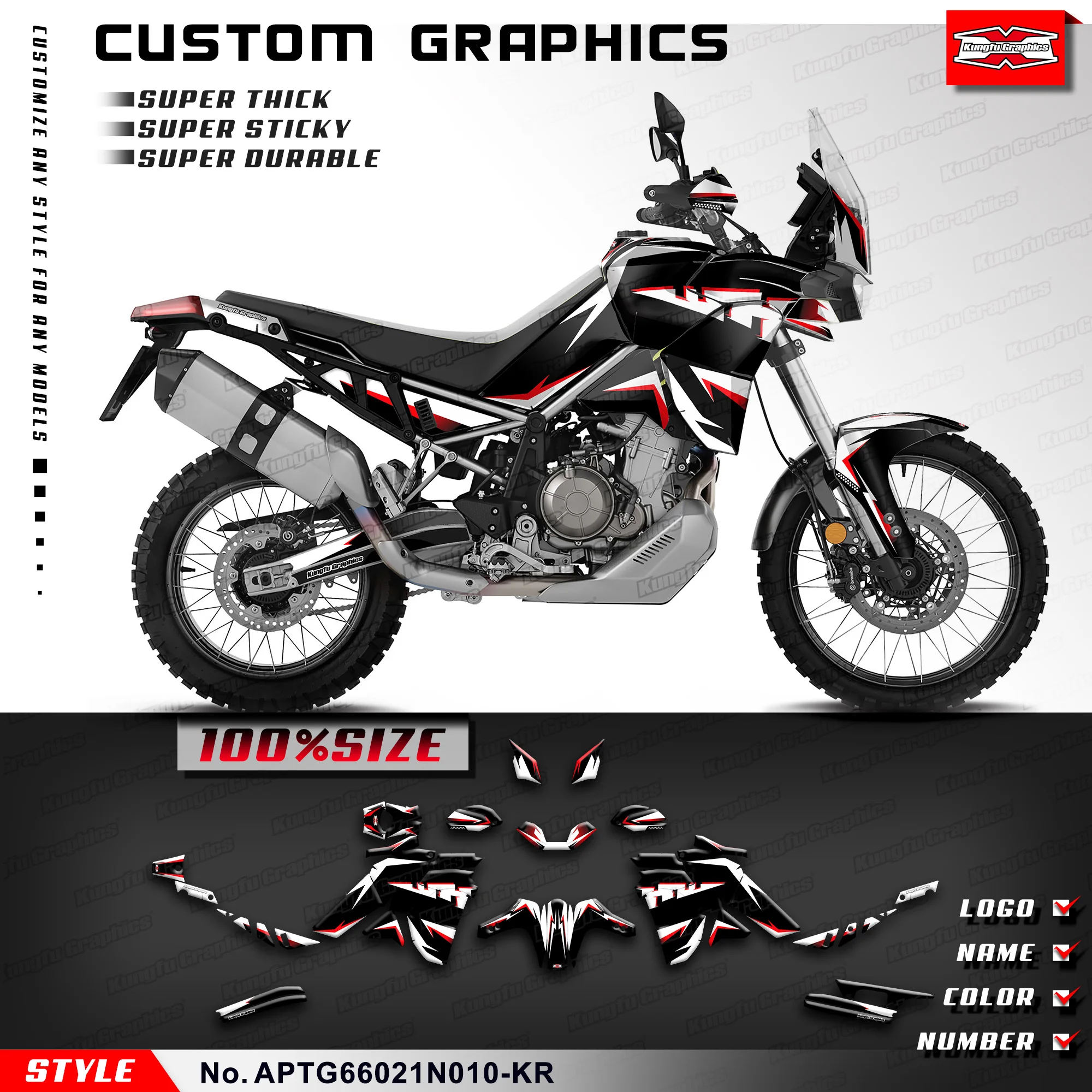 KUNGFU графическая виниловая пленка для Aprilia Tuareg 660 2021 2022 2023, APTG66021N010-KR
KUNGFU графическая виниловая пленка для Aprilia Tuareg 660 2021 2022 2023, APTG66021N010-KR