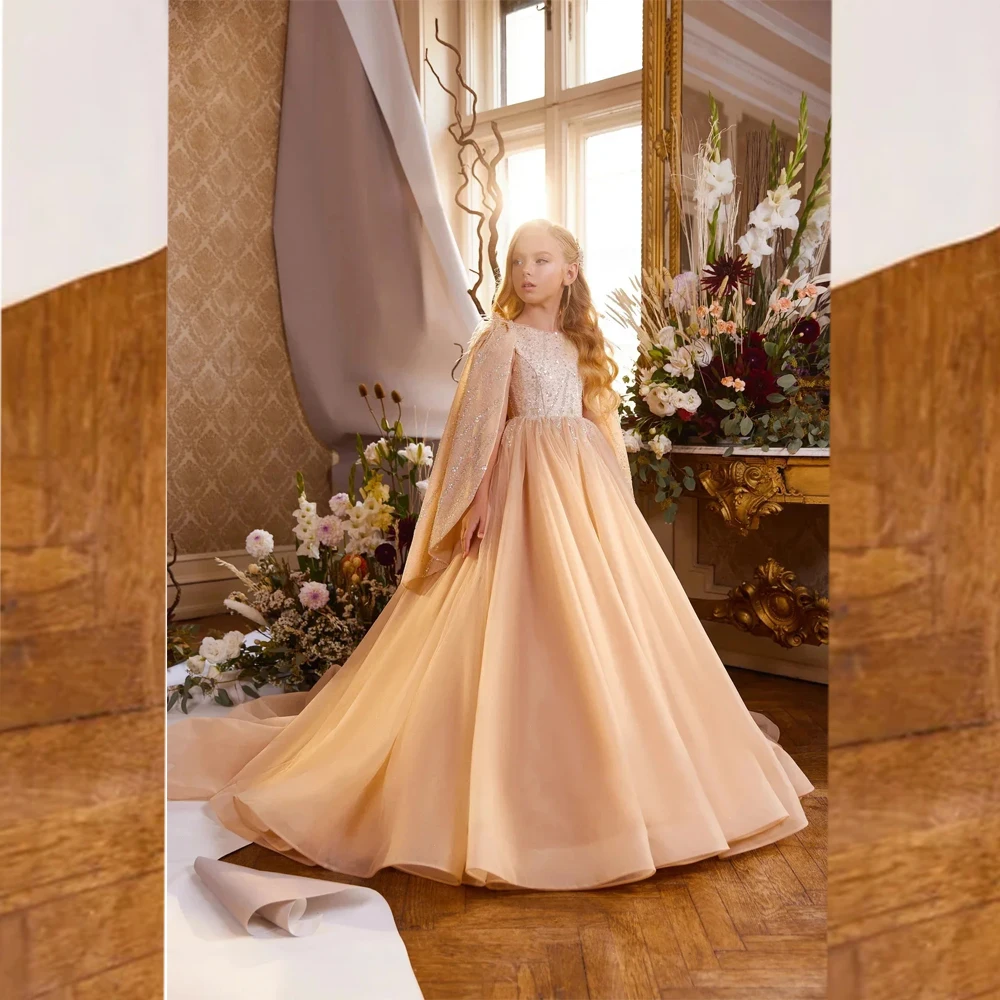 2024 Shiny Sequins Flower Girl Dress Long Cape Tulle Christmas Birthday Party Dress A-line Bow Princess First Communion Gown
2024 Shiny Sequins Flower Girl Dress Long Cape Tulle Christmas Birthday Party Dress A-line Bow Princess First Communion Gown