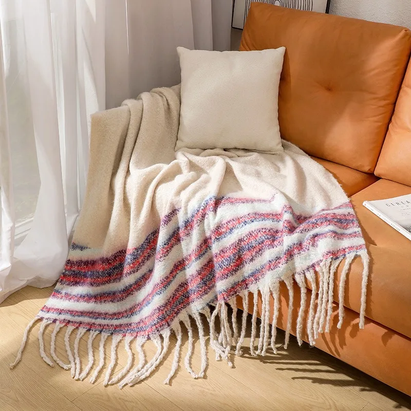 Loop Yarn Autumn Winter Thickened Woven Blanket Shawl Office Sofa Cover Tassels Warm Bedspread on The Bed Leisure Travel Quilt
Loop Yarn Autumn Winter Thickened Woven Blanket Shawl Office Sofa Cover Tassels Warm Bedspread on The Bed Leisure Travel Quilt