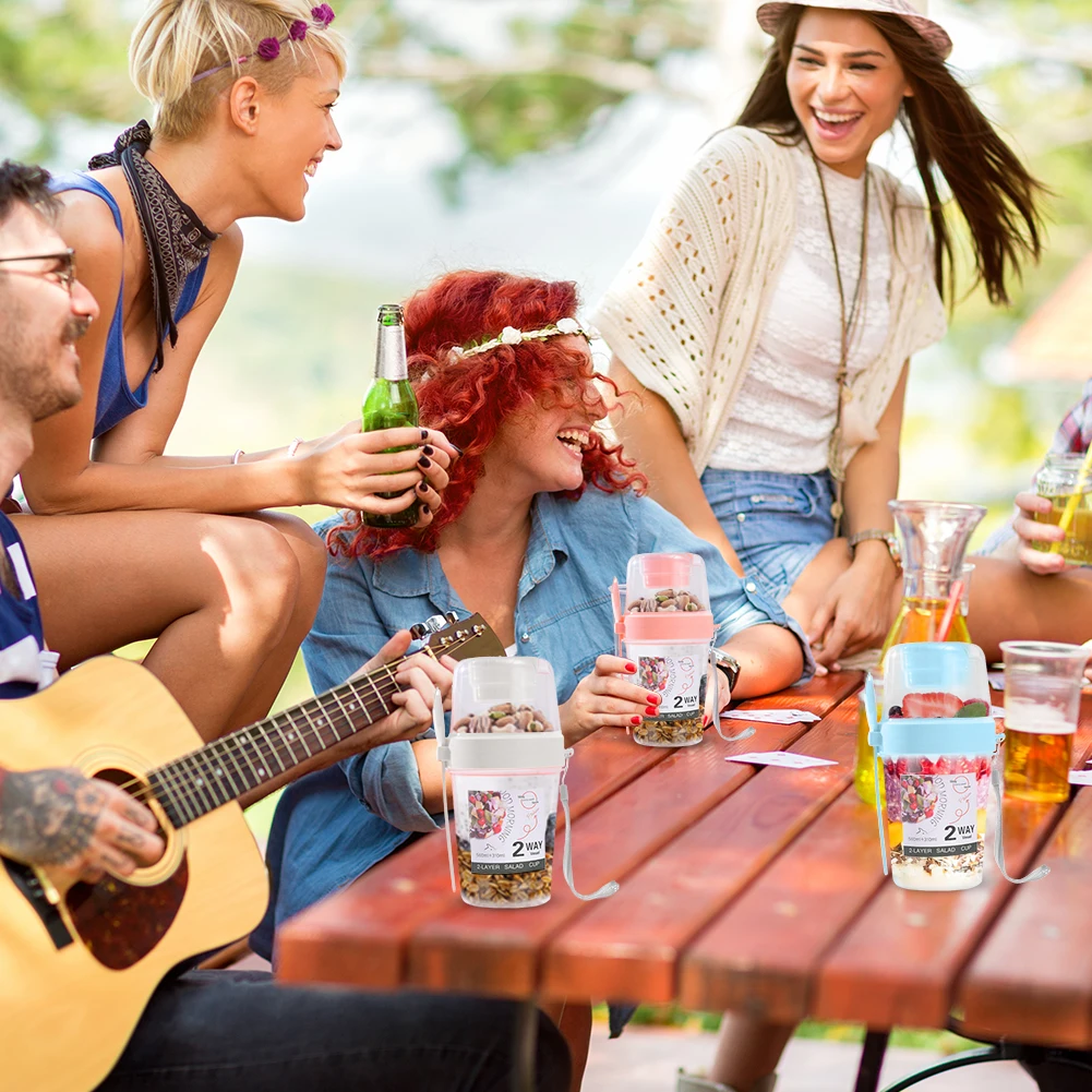 4 Pack Carry Breakfast Cups Salad Cups Yogurt Cereal Oatmeal Snacks Parfait Containers and Salad Dressing Holders with Lid Spoon 4 Pack Carry Breakfast Cups Salad Cups Yogurt Cereal Oatmeal Snacks Parfait Containers and Salad Dressing Holders with Lid Spoon