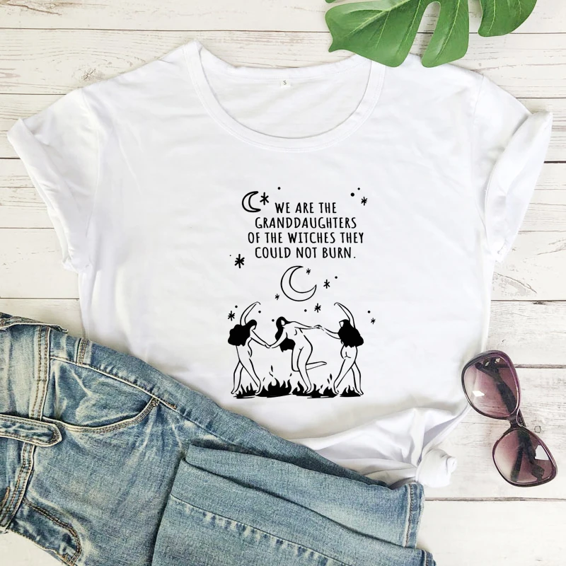 

We are the Granddaughters of the Witches they couldn't Burn T-shirt Vintage Witchy Woman Graphic Tee Shirt Top