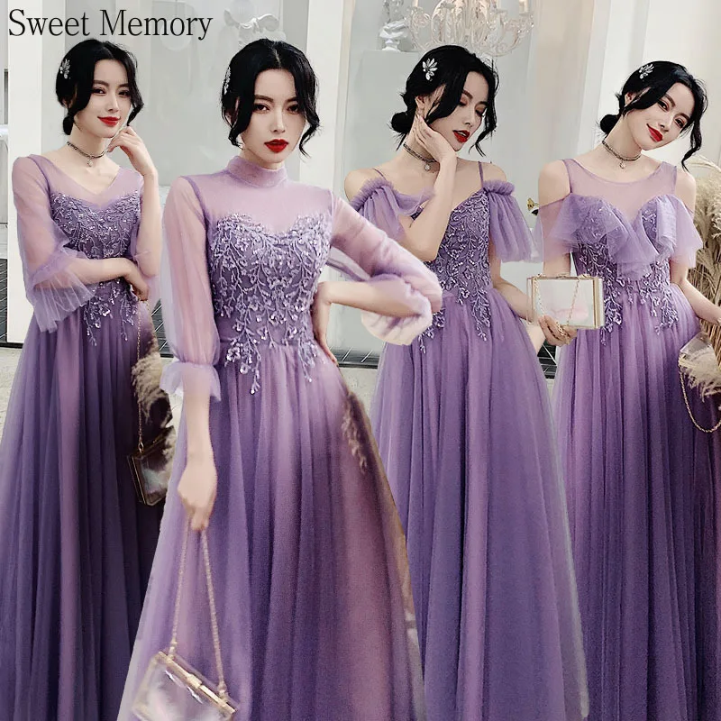 Purple Bridesmaid Dress Floor Length Tulle Lace Up Robes Princess Chorus Performance Formal Prom Party Dresses
Purple Bridesmaid Dress Floor Length Tulle Lace Up Robes Princess Chorus Performance Formal Prom Party Dresses