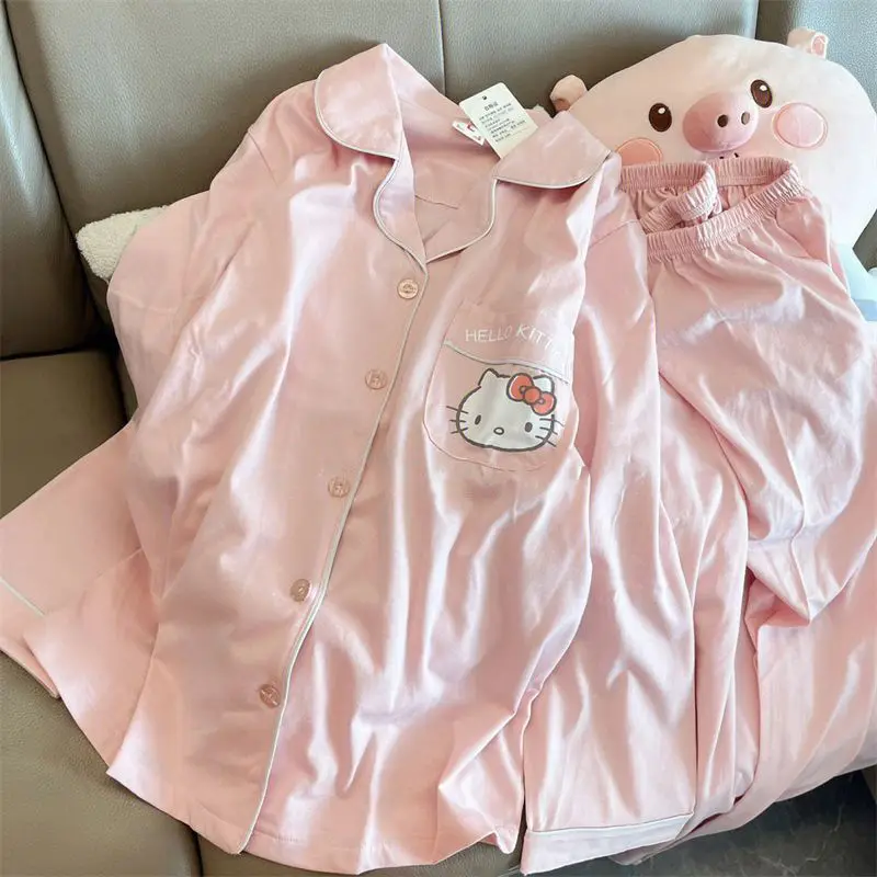 Ночное белье с героями мультфильмов Sanrio Hellokitty, женские милые брюки с длинным рукавом на осень и зиму, домашняя одежда из двух предметов для девочек
Ночное белье с героями мультфильмов Sanrio Hellokitty, женские милые брюки с длинным рукавом на осень и зиму, домашняя одежда из двух предметов для девочек