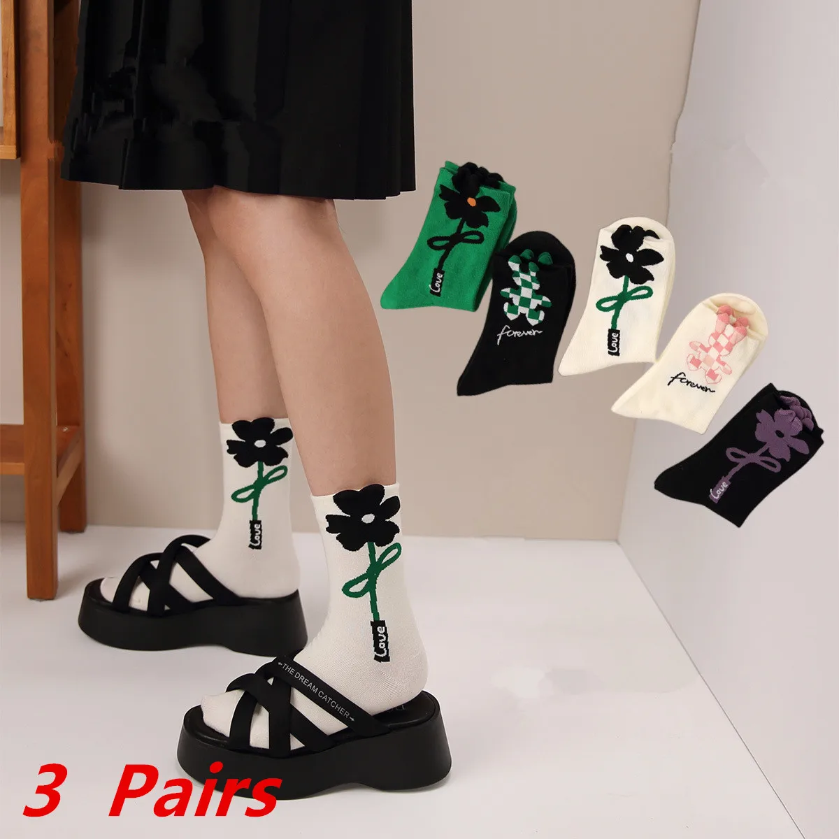 3 Pairs Women Socks Korean Style Flower Rabbit Trend Casual Cotton Socks Girls Cute Sweet Breathable Kawaii Crew Socks Girls
3 Pairs Women Socks Korean Style Flower Rabbit Trend Casual Cotton Socks Girls Cute Sweet Breathable Kawaii Crew Socks Girls