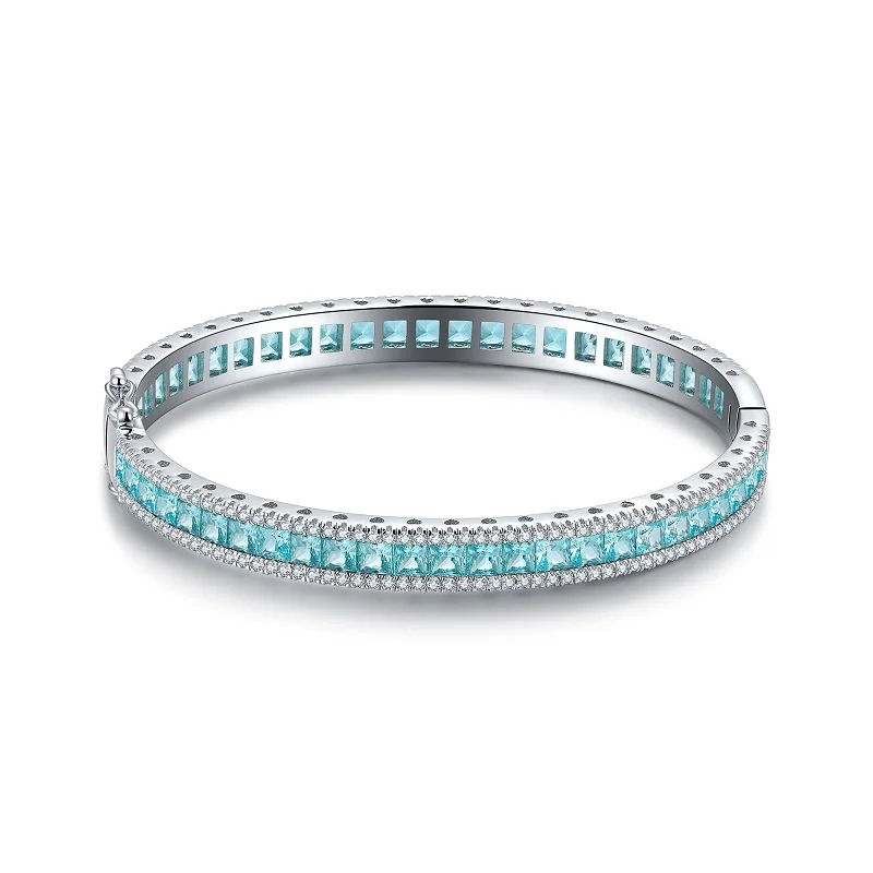 

Ruif New Arrival Popular 925 Silver Paraiba Color Lab Sapphire Bracelet for Woment Luxury Female Jewelry