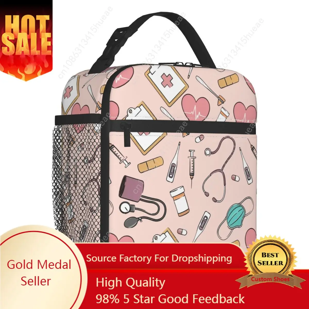 

Funny Nurse Insulated Lunch Bag for Outdoor Picnic Nursing Leakproof Thermal Cooler Bento Box Women Kids