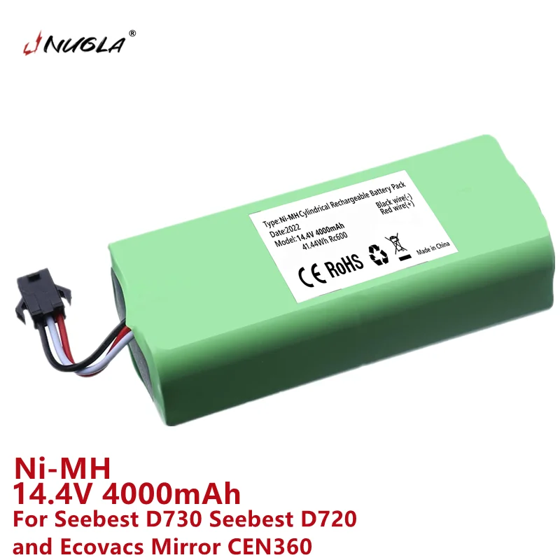 14.4V 3000mAh/4000mAH NI-MH Battery For Seebest D730 Seebest D720 Ecovacs Mirror CEN360 Robot Vacuum Cleaner Parts
14.4V 3000mAh/4000mAH NI-MH Battery For Seebest D730 Seebest D720 Ecovacs Mirror CEN360 Robot Vacuum Cleaner Parts