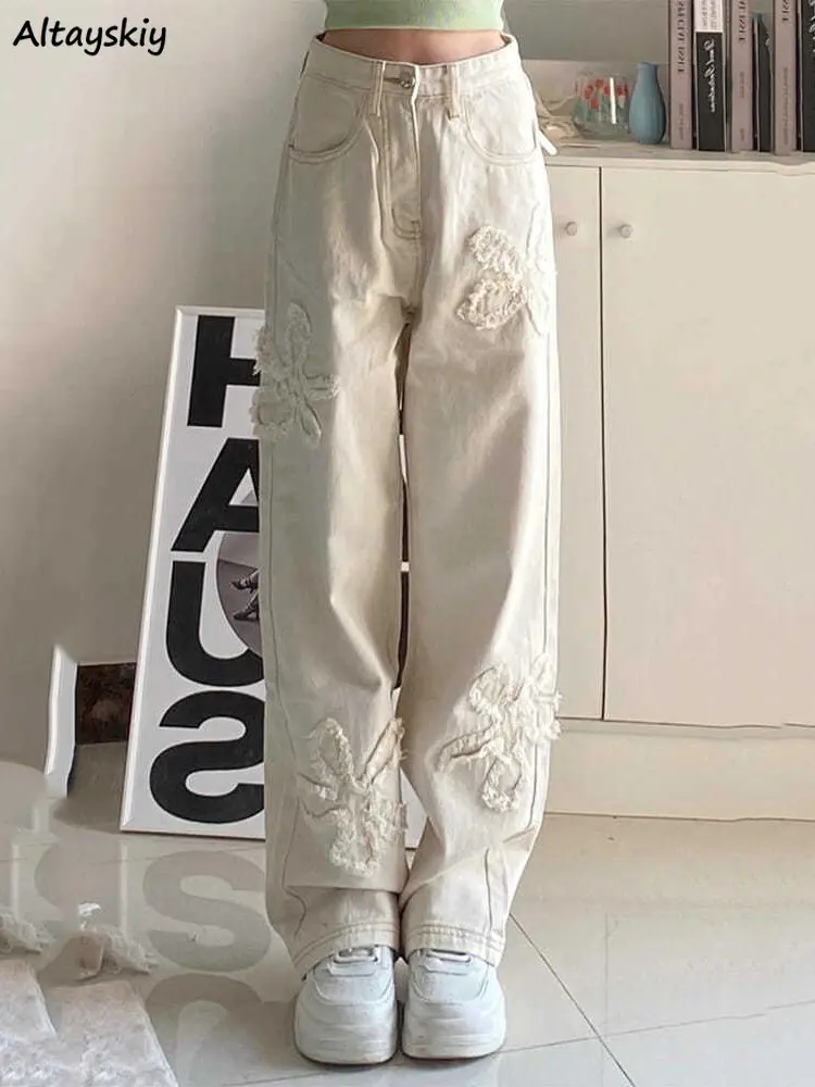 Patch Design Jeans Women Baggy All-match Schoolgirls BF High Street Ulzzang Chic Fashion Young Mopping Retro New Wide Leg Simple 
Patch Design Jeans Women Baggy All-match Schoolgirls BF High Street Ulzzang Chic Fashion Young Mopping Retro New Wide Leg Simple
