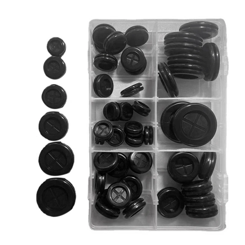 52 Piece Round Rubber Grommet Kit Two-Sided Hole Plug Rubber For Protecting Wires For Wire Plug, Cable, Plumbing
52 Piece Round Rubber Grommet Kit Two-Sided Hole Plug Rubber For Protecting Wires For Wire Plug, Cable, Plumbing