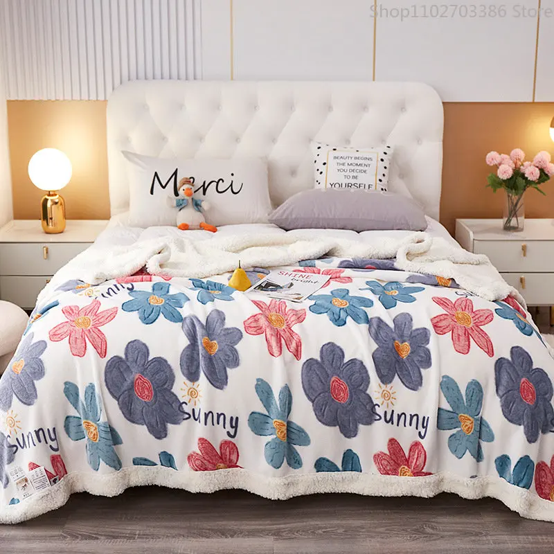 Warm Lamb Cashmere Winter Blanket for Beds Flower White Coral Fleece Throw Sofa Quilt Bedspread Fluffy Flannel Blankets
Warm Lamb Cashmere Winter Blanket for Beds Flower White Coral Fleece Throw Sofa Quilt Bedspread Fluffy Flannel Blankets