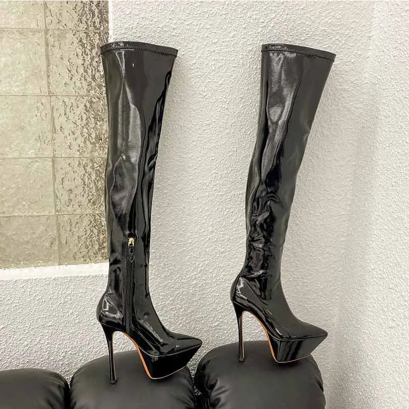 Stiletto Long Boots Pointed Toe Over Knee High Heel Platform Leather Women's Boots Fashion Beside Zipper Sexy Club Winter Shoes 
Stiletto Long Boots Pointed Toe Over Knee High Heel Platform Leather Women's Boots Fashion Beside Zipper Sexy Club Winter Shoes