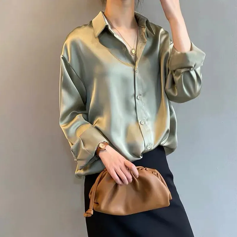 Jmprs Satin Shirt Women Elegant Blouse Fashion Button Up Loose Office Lady Casual Long Sleeves Shirts Straight Tops
Jmprs Satin Shirt Women Elegant Blouse Fashion Button Up Loose Office Lady Casual Long Sleeves Shirts Straight Tops