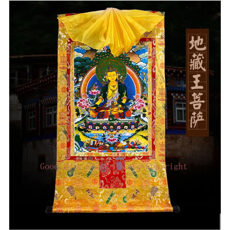 

Wholesale Buddhist supply--120CM LARGE Tibet Buddhism silk ksitigarbha bodhisattva Dizang pusa Buddha Thang-ga Thangka painting