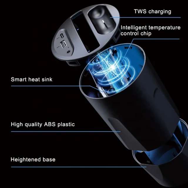 Chargeur de voiture rapide sans fil pour iPhone, support de chargeur de voiture en poly pour Samsung Galaxy S10, S20, tasse de chargeur USB de voiture, 11, 12, 13, 14, 8, 15W 2