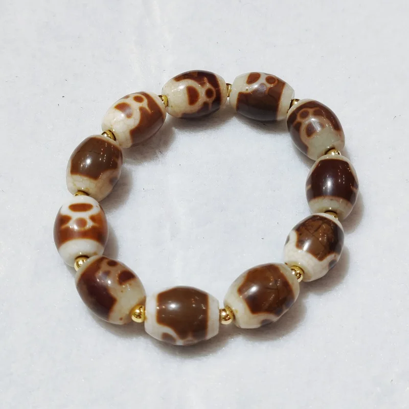 

Xizang Totem Style Agate Dzi Fire Sacrifice Dragon Scale Open God of Wealth Lotus Sky Pearl DIY Hand String