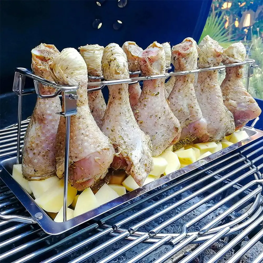 Легкая подставка для куриных ножек, держатель для куриных ножек, подставка для барбекю из нержавеющей стали, подставка для гриля с крыльями курицы и капельной кастрюлей, равномерное нагревание для духовки
Легкая подставка для куриных ножек, держатель для куриных ножек, подставка для барбекю из нержавеющей стали, подставка для гриля с крыльями курицы и капельной кастрюлей, равномерное нагревание для духовки