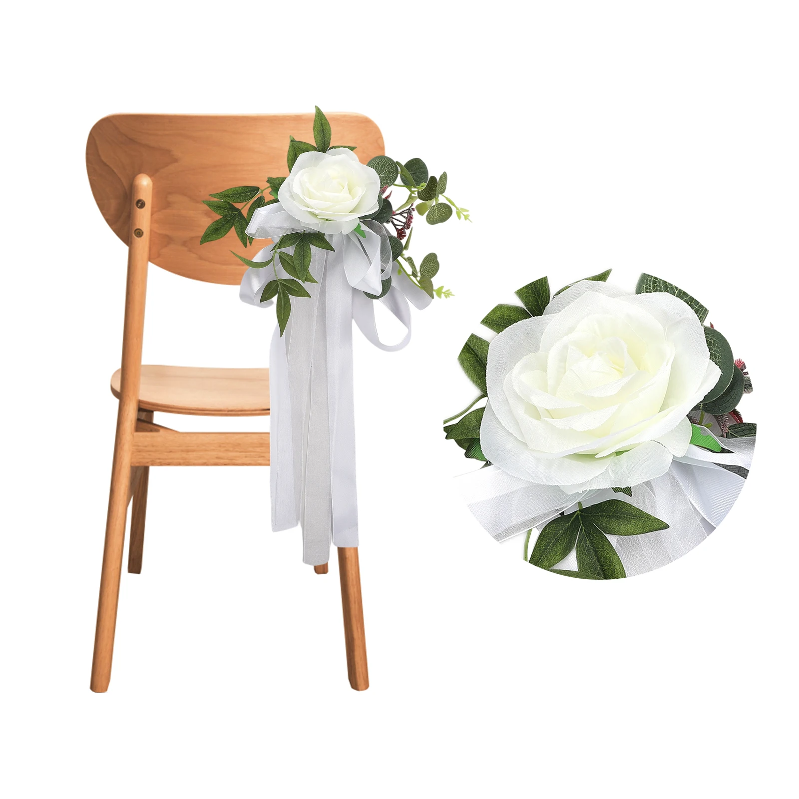 

Forest Chair Back Flower Banquet Decoration Wedding Celebration Aisle Pew Flowers Floral Arrangement Silk Cloth Floral Plant