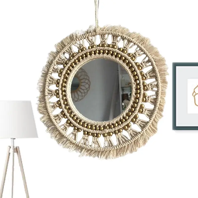 Round Wall Mirror Macrame Wall Mirrors Decorative Wall Mirror Make-up Mirror Nordic Decor For Bathroom Bathroom Dressing Room Or 
Round Wall Mirror Macrame Wall Mirrors Decorative Wall Mirror Make-up Mirror Nordic Decor For Bathroom Bathroom Dressing Room Or