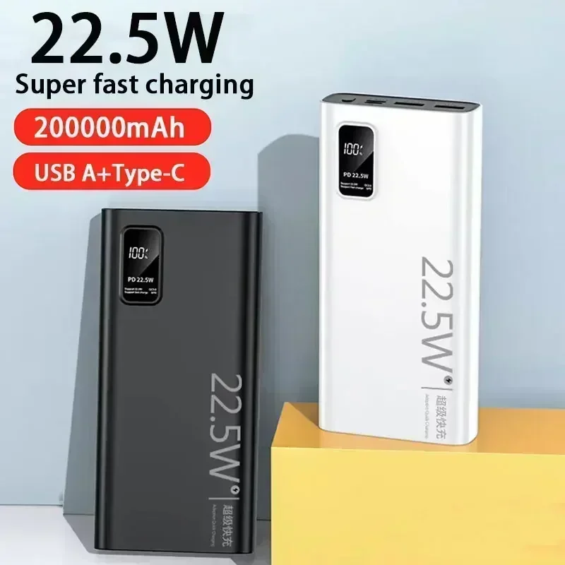 200000mAh Large Capacity Power Bank 22.5W USB C Fast Charging External Auxiliary Battery For iPhone 15 14 Samsung Xiaomi 
200000mAh Large Capacity Power Bank 22.5W USB C Fast Charging External Auxiliary Battery For iPhone 15 14 Samsung Xiaomi