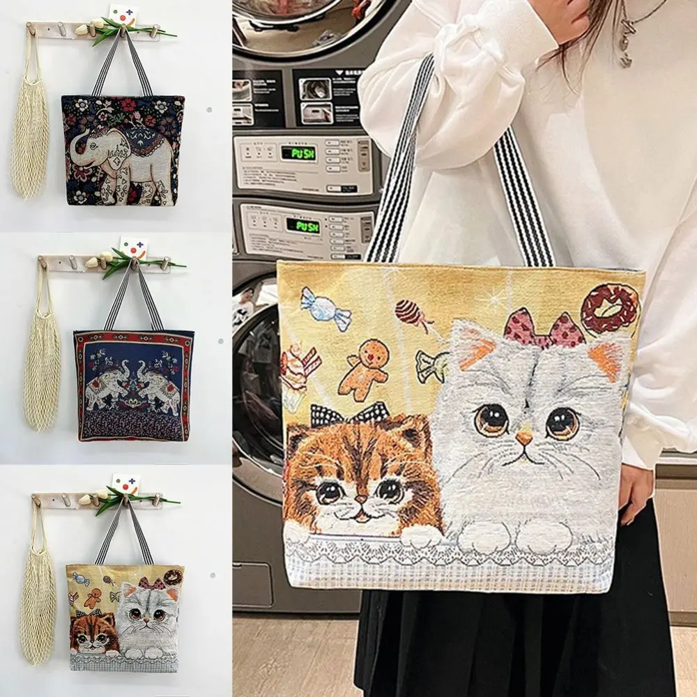 Large Capacity Women Shoulder Bag Fashion Canvas Cat Printing Crossbody Bag Embroidery Handbag
Large Capacity Women Shoulder Bag Fashion Canvas Cat Printing Crossbody Bag Embroidery Handbag