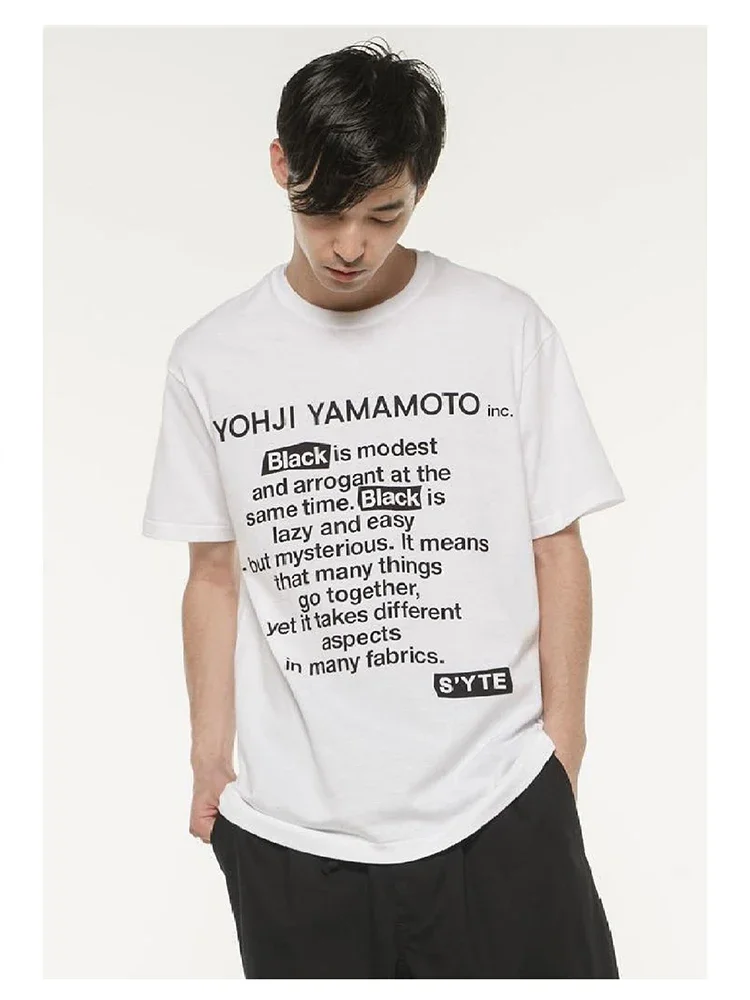 

Classic Quotations Dark style flower short sleeve T-shirt yohji yamamoto t-shirts tops loose o-neck oversize tees Unisex clothes