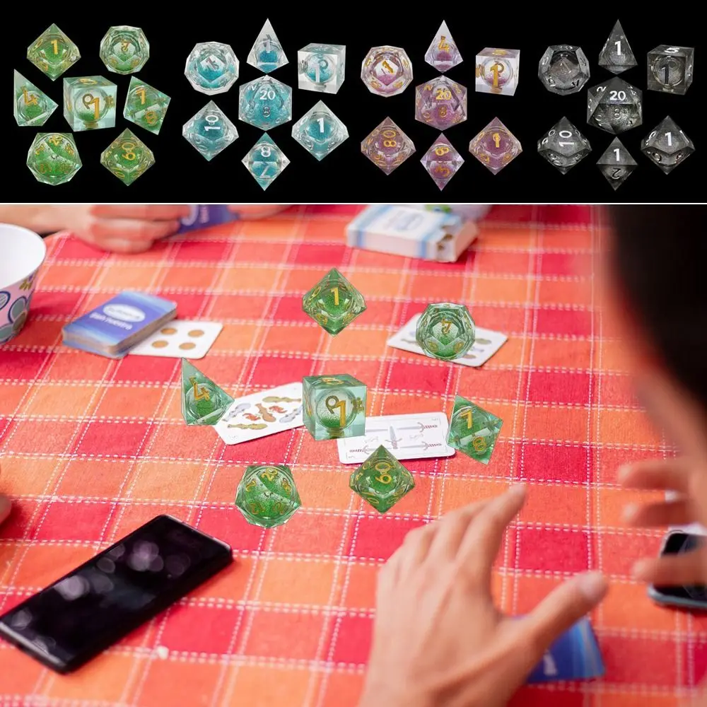 New 7Pcs Liquid Fluid Dices Set Creative Polyhedral Resin Dice Set Table Games Accessory D6 D8 D10 D12 D20 For D&d DND
New 7Pcs Liquid Fluid Dices Set Creative Polyhedral Resin Dice Set Table Games Accessory D6 D8 D10 D12 D20 For D&d DND