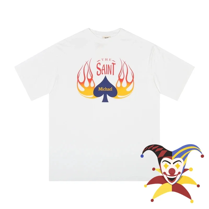 

Saint Michael T-Shirt Men Women Flame Peach Blossom Print Tees T Shirt