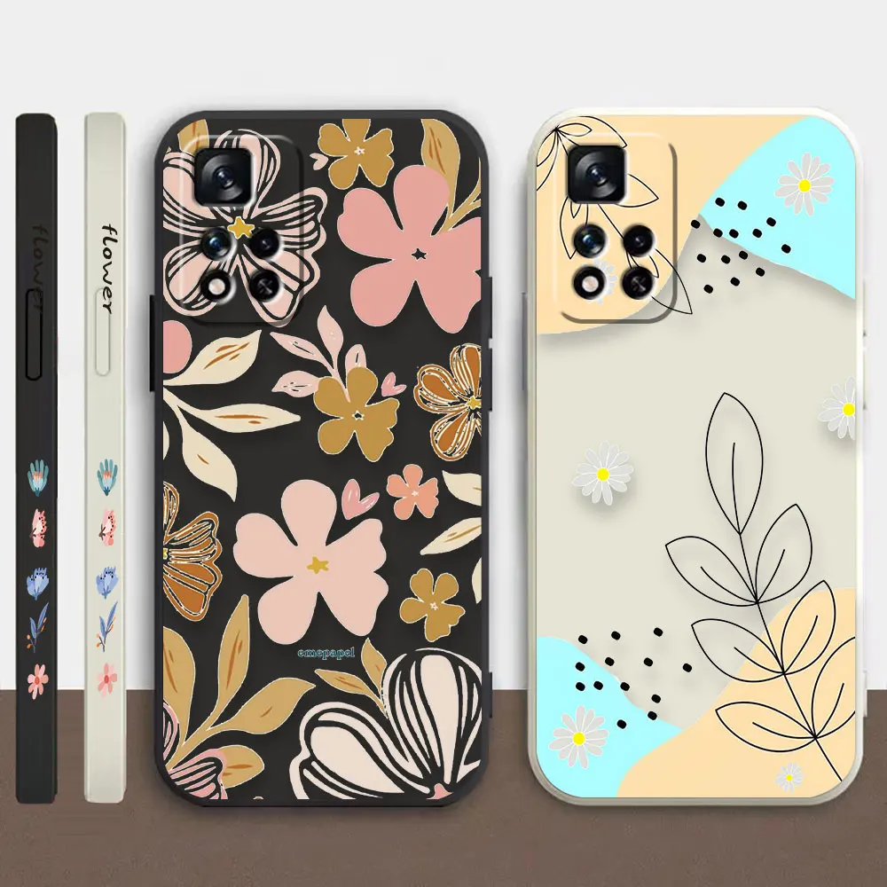 

Phone Case For Redmi Note 12 11 11T 11R 11S 10 9T 8 7 7S PRO PLUS 4G 5G Simple Case Cover Fundas Cqoues Shell Capa Summer Flower