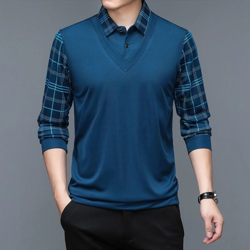 Spring New Long Sleeve POLO Men's T-shirt Lapel Loose Stripe Bottom Fashion Casual Pullover Clothes Business Button Shirts
Spring New Long Sleeve POLO Men's T-shirt Lapel Loose Stripe Bottom Fashion Casual Pullover Clothes Business Button Shirts