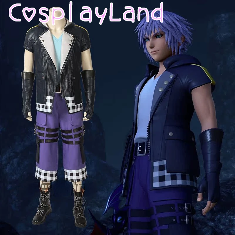 

Kingdom Hearts III Riku Cosplay Game Costume Men Fantasia Purple Uniform Combat Suit Halloween Carnival Party Disguise Outfits