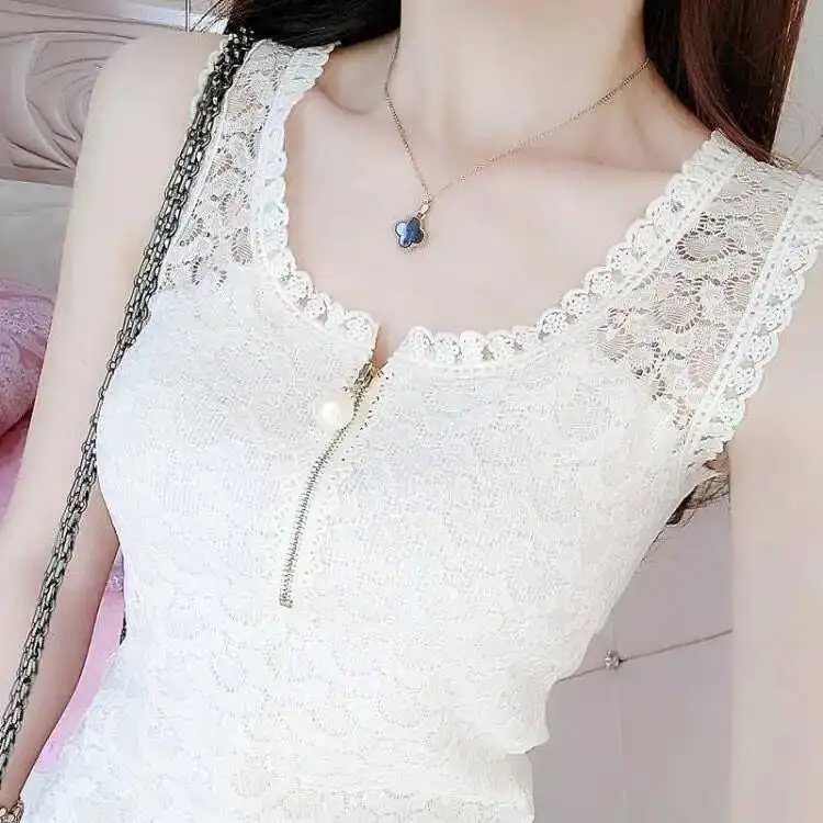 

Spring and summer new plus size fat MM lace bottoming shirt vest women slim slimming white suspender top