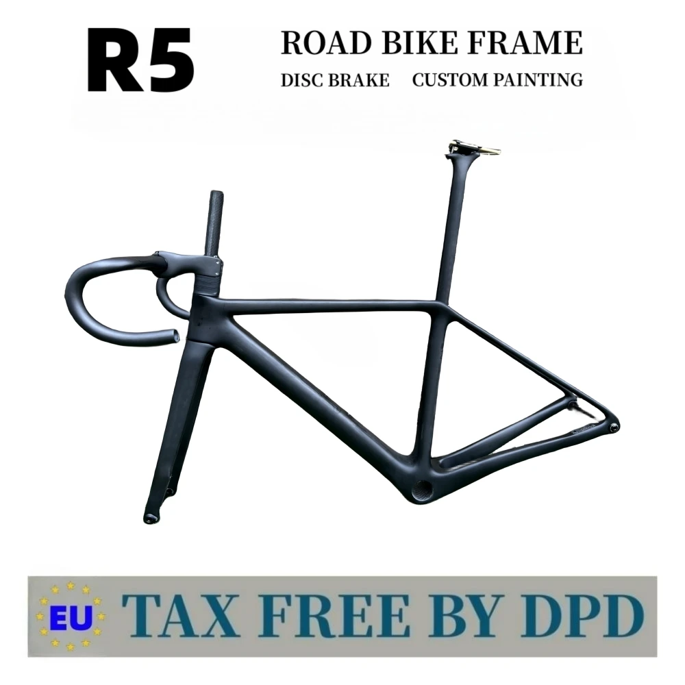 

R5 Road Carbon Fiber Frame Speed Bike Frames T1000 BB79 Disc Brake Racing Bicycle Frameset + Handlebar Custom Logo DPD UPS