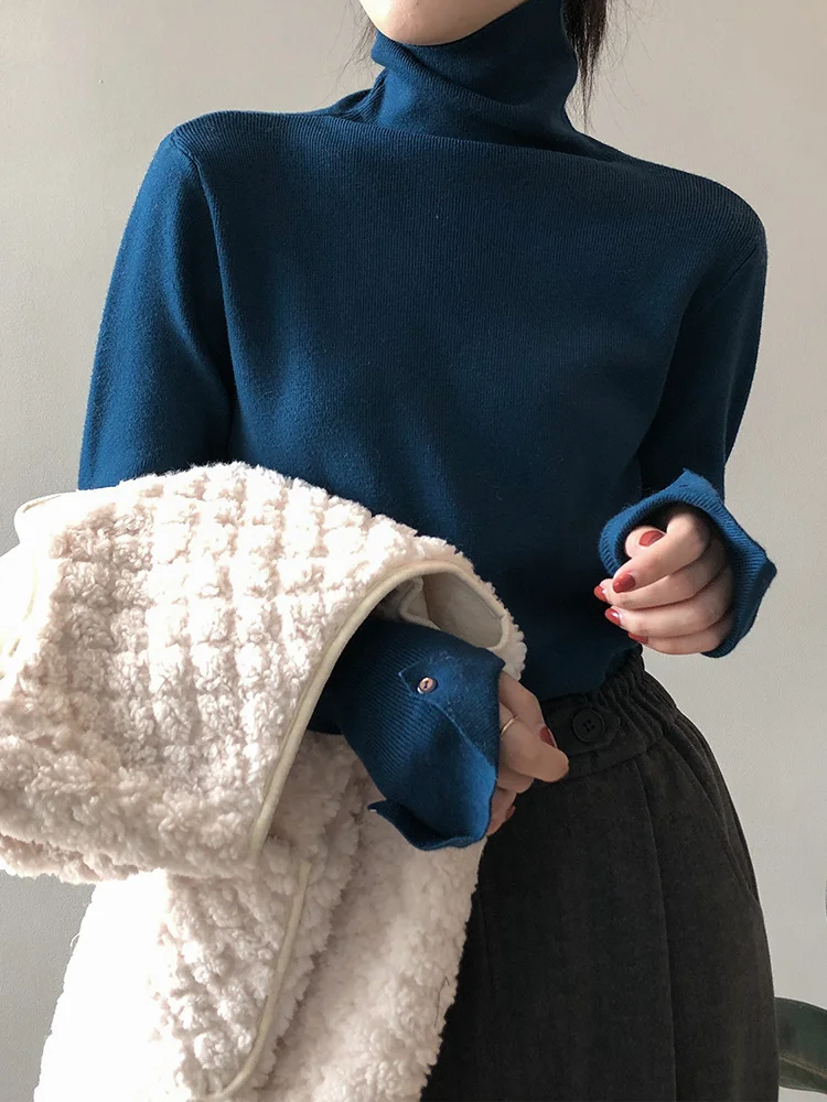 Knitted Sweater Women's Inner Pullover Solid Color High-neck Long Sleeve Slim Korean Style Top 2022 Autumn Winter H051
Knitted Sweater Women's Inner Pullover Solid Color High-neck Long Sleeve Slim Korean Style Top 2022 Autumn Winter H051