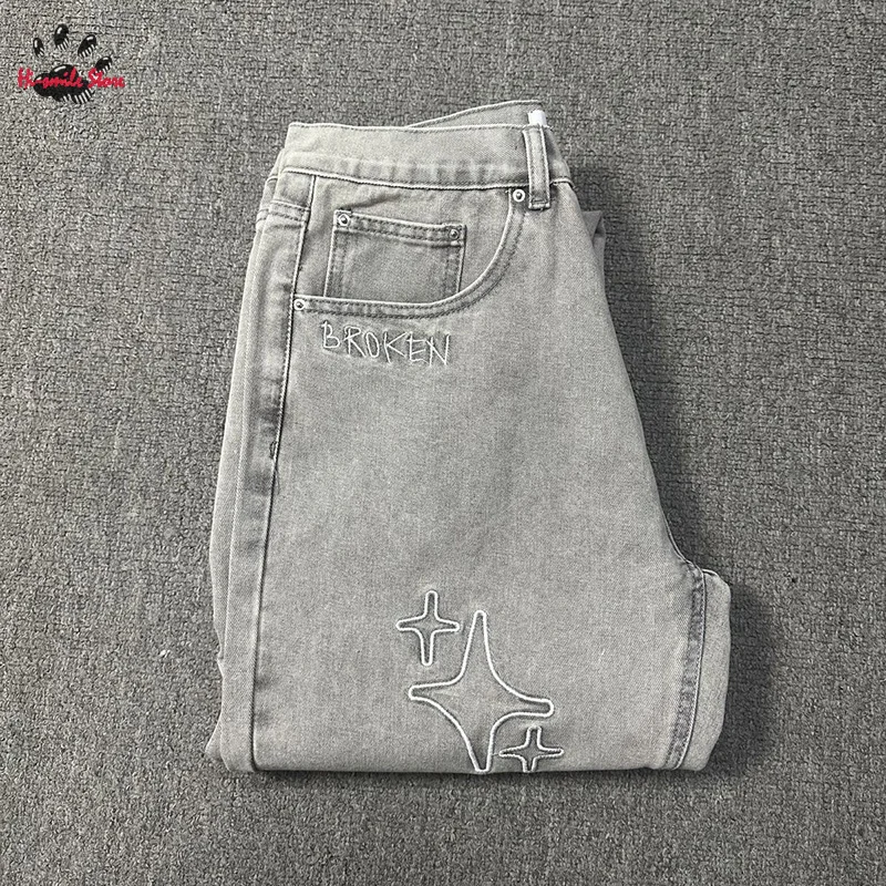 

Washed Do Old BROKEN PLANET Jeans Pants Men Woman 1:1 Best Quality Embroidery LOGO Straight Casual Trousers Sweatpants