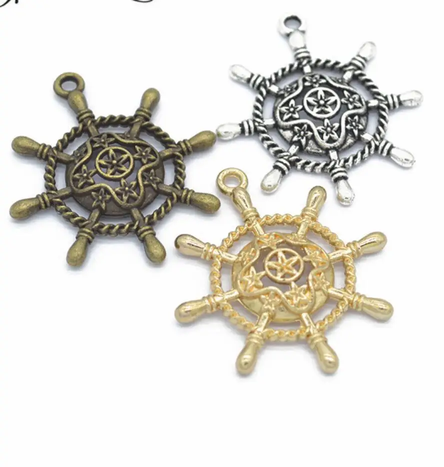 30pcs Charms Ships Wheel Helm Rudder 38*33mm Tibetan Bronze Silver Pendants Antique Jewelry Making DIY Handmade Craft F0497
30pcs Charms Ships Wheel Helm Rudder 38*33mm Tibetan Bronze Silver Pendants Antique Jewelry Making DIY Handmade Craft F0497
