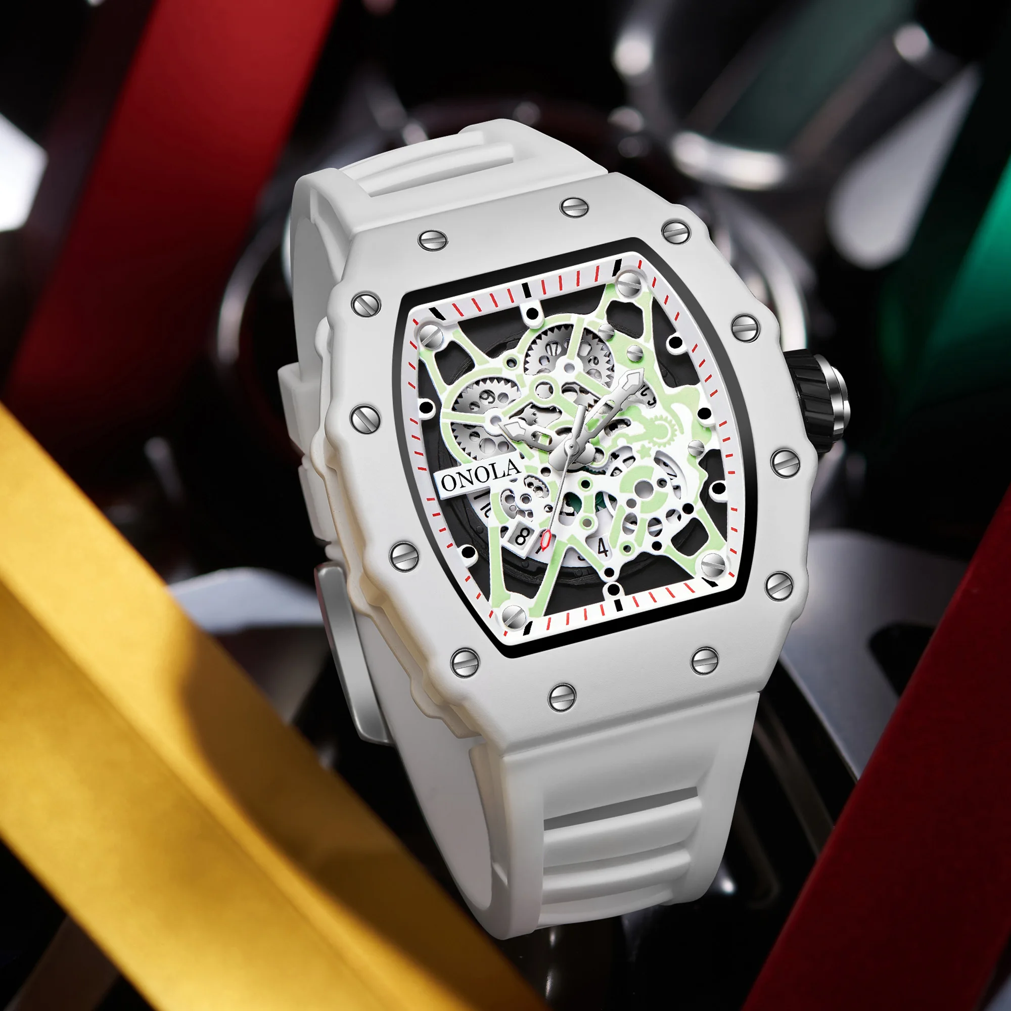 Luxury Brand ONOLA Men Quartz Watch Fashion Tonneau Silicone Strap Sport Waterproof Quartz Watches Man Auto Date Gift For Men
Luxury Brand ONOLA Men Quartz Watch Fashion Tonneau Silicone Strap Sport Waterproof Quartz Watches Man Auto Date Gift For Men