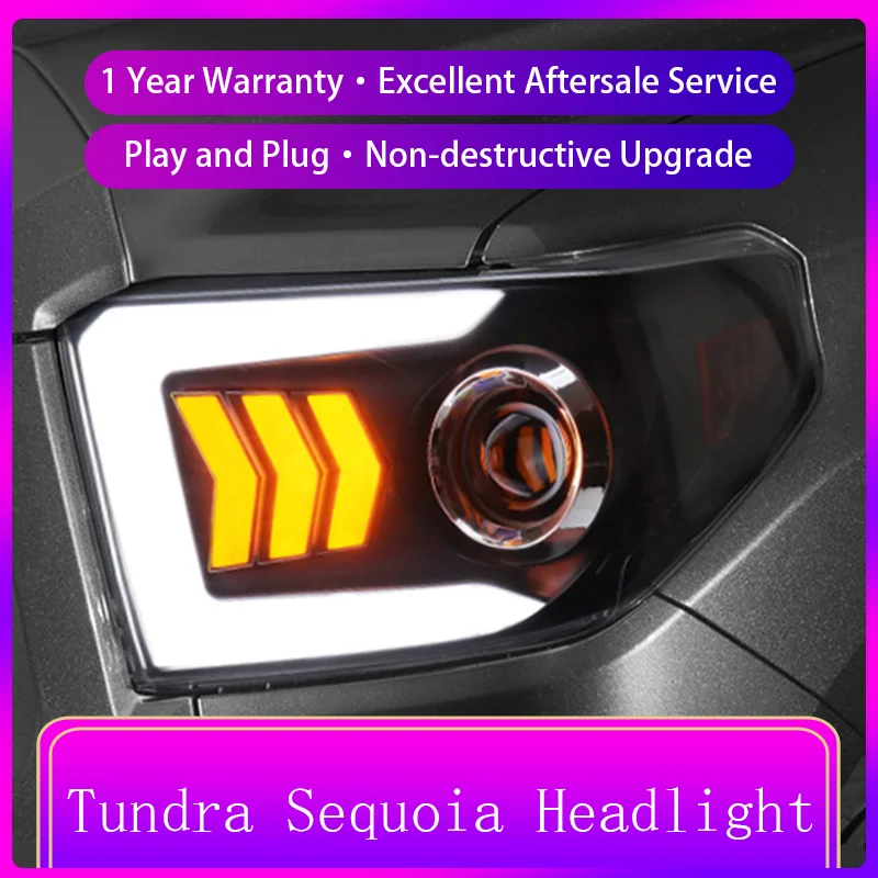 

A Pair of Car Headlights For Toyota 2014-2018 Tundra Sequoia Front Light Head Lamp LED Projector Lens Dynamic Auto Accessories