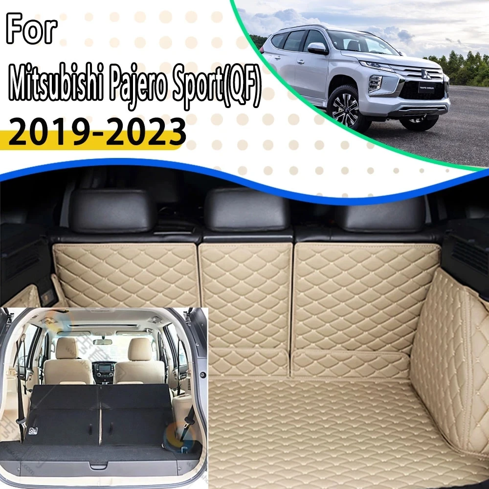 

Car Rear Trunk Mats For Mitsubishi Pajero Montero Sport QF 2019 2020 2021 2022 2023 7 Seaters Leather Trunk Pads Car Accessorie