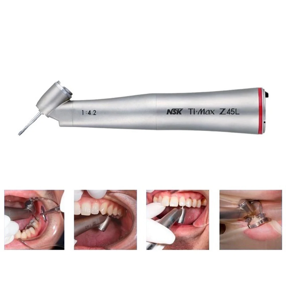 45 Degree Z45L Dental Push Button 1:4.2 Contra Angle Handpiece 1:5 Increase Speed Mini Head X95L Red Ring Polishing Handle Teeth
45 Degree Z45L Dental Push Button 1:4.2 Contra Angle Handpiece 1:5 Increase Speed Mini Head X95L Red Ring Polishing Handle Teeth