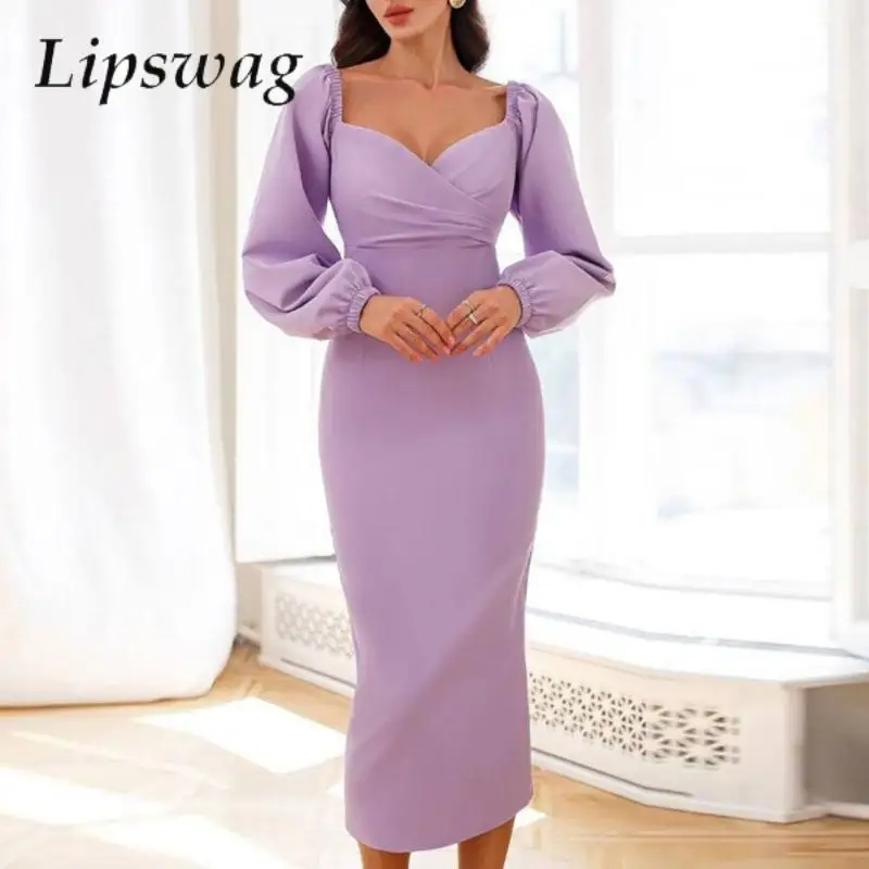 Autumn Elegant V Neck Sexy Party Dress Winter Casual Women Lantern Sleeve Maxi Dresses Simple Fashion Design Bodycon Long Dress
Autumn Elegant V Neck Sexy Party Dress Winter Casual Women Lantern Sleeve Maxi Dresses Simple Fashion Design Bodycon Long Dress