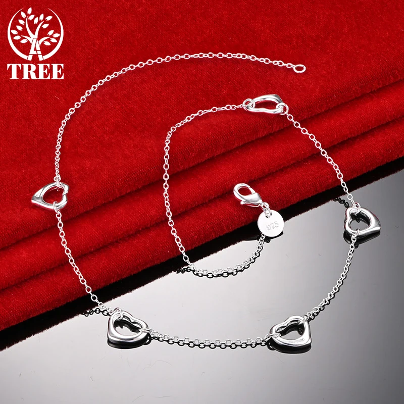 

ALITREE 925 Sterling Silver 45cm Heart Pendant Chain Necklaces For Women Banquet Party Wedding Fashion Jewelry Birthday Gift