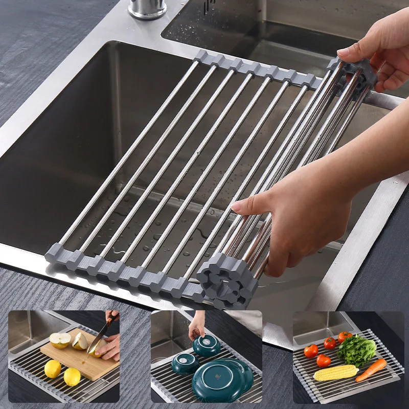 Foldable Stainless Steel Dish Drainer, Roll Up, Drying Rack, Shelf Kitchen Sink Holder, Drainage Plate, Bowl Plate Storage
Foldable Stainless Steel Dish Drainer, Roll Up, Drying Rack, Shelf Kitchen Sink Holder, Drainage Plate, Bowl Plate Storage
