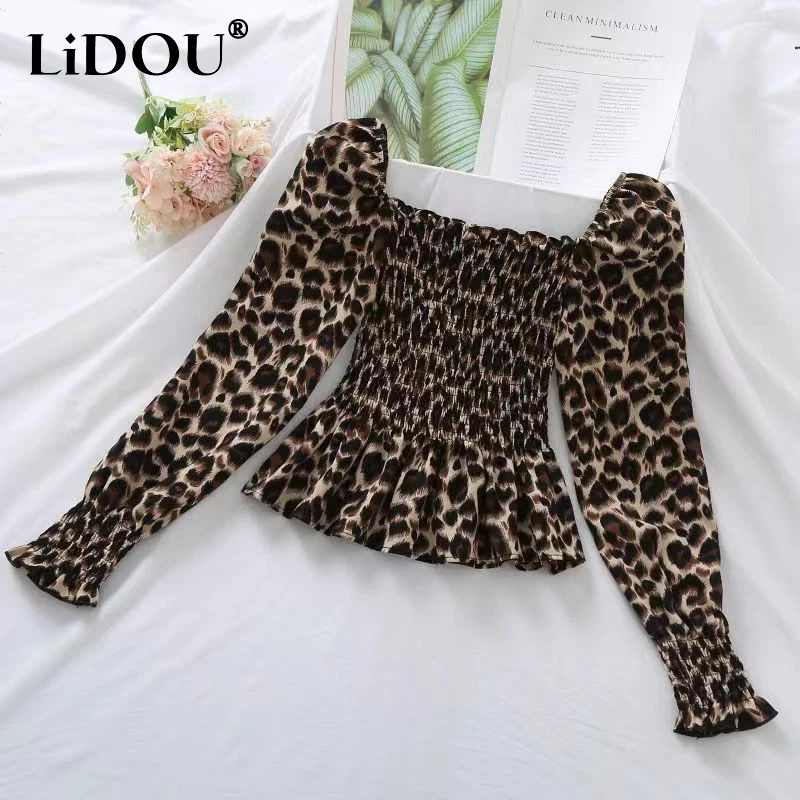 Spring Autumn One Word Collar Leopard Print Sexy Vintage Slim Shirt Lady Long Sleeve All-match Pullover Blouse Women's Clothing
Spring Autumn One Word Collar Leopard Print Sexy Vintage Slim Shirt Lady Long Sleeve All-match Pullover Blouse Women's Clothing