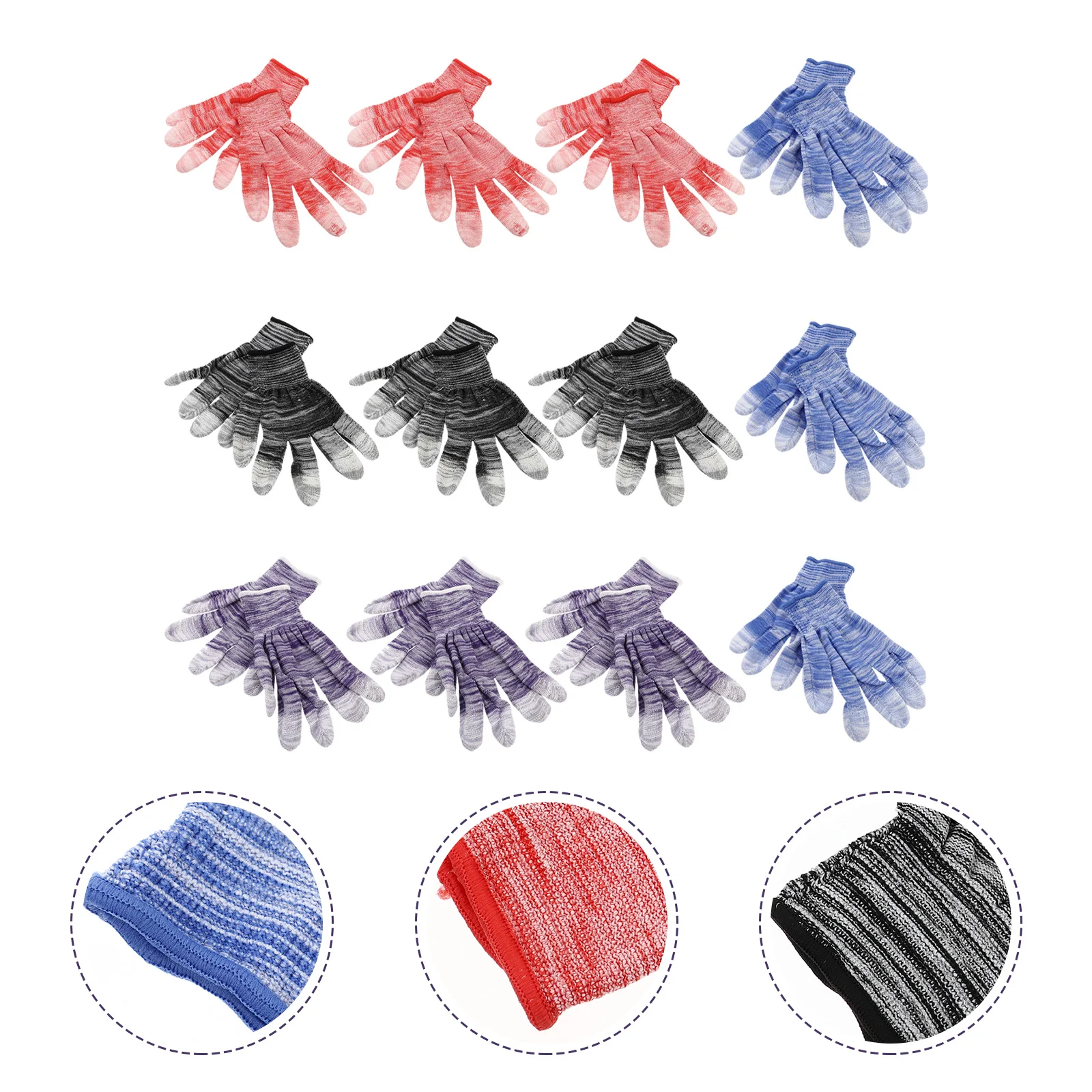 

12 Pairs Painted Finger Sewing Gloves Protective Mitten Fingers Non-skid Nylon Anti-static Work