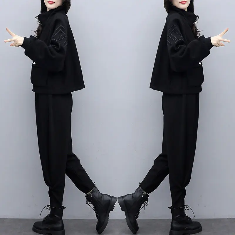 

Fashion Suit Women's Autumn and Winter Western Style Leisure Temperament Goddess Age Reduction Two-piece Pants New